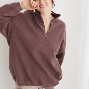 Pink Aerie Oversized Corded Quarter Zip